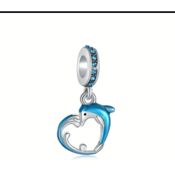 Unbranded Jewelry - Women's Charm Blue Dolphin Silver